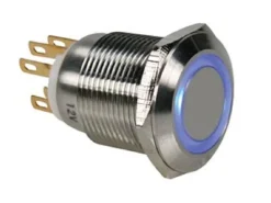 Velleman Drucktaster Edelstahl 19 mm mit blauer Ringbeleuchtung