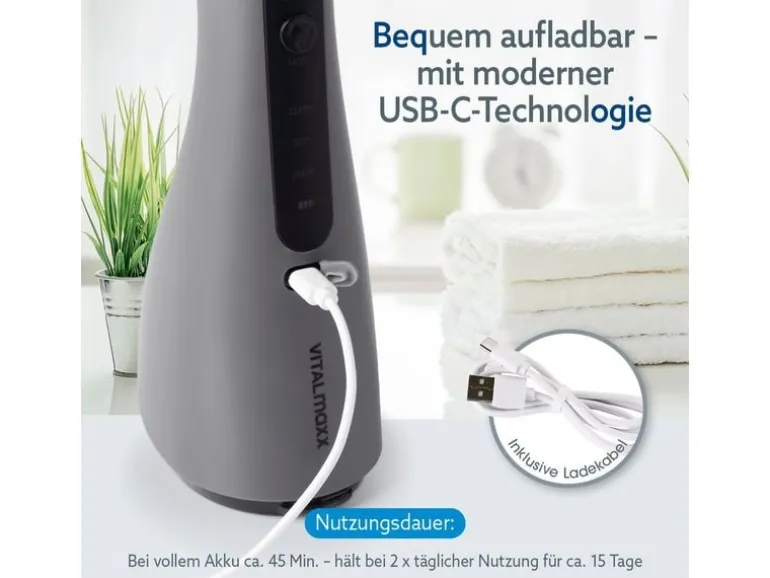 VITALmaxx Munddusche mit 8 Aufsätzen, Anthrazit