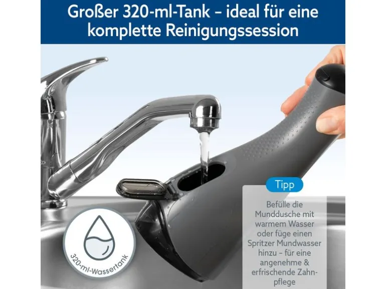 VITALmaxx Munddusche mit 8 Aufsätzen, Anthrazit