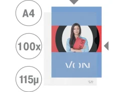 VON Sichthülle A4, genarbt, 100 Stück, Transparent