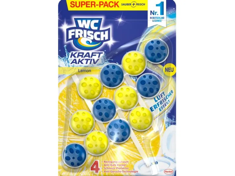 WC Frisch WC-Reiniger Einhänger Kraft-Aktiv Lemon 3 Stück