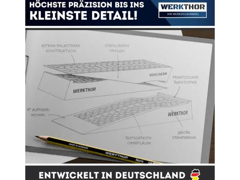 Werkthor Auffahrrampe Extraflaches Auto -2er Set 5000 kg