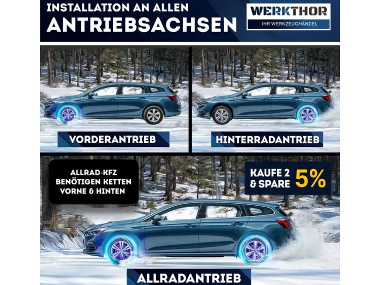 Werkthor Stahlschneekette Werkthor Schneeketten 2er Set WT 60 2er Set