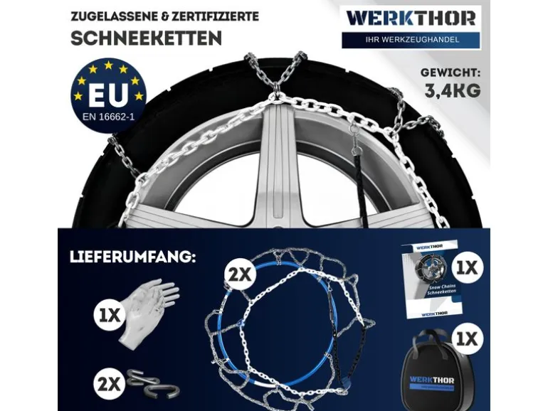Werkthor Stahlschneekette Werkthor Schneeketten 2er Set WT 60 2er Set