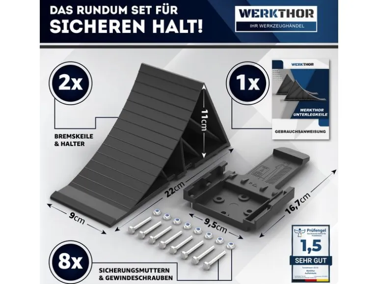Werkthor Unterlegkeile mit Halterung 1600 kg