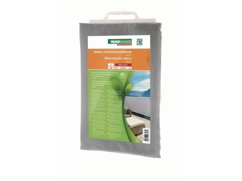 Windhager Sichtschutz Balkonbespannung Malta 0.9x5m, Silber-grau