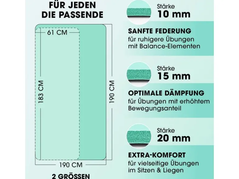 World Fitness Fitnessmatte Jivan 183 cm x 61 cm, Türkis