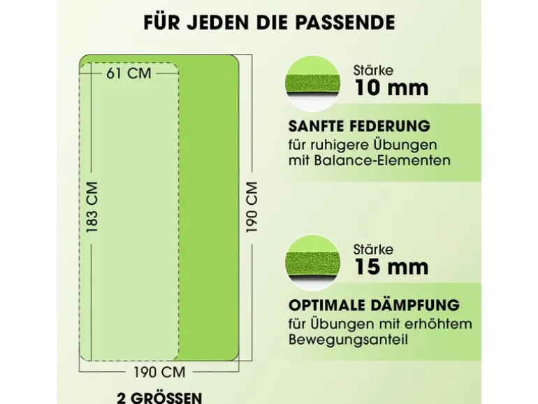 World Fitness Fitnessmatte Yamuna 183 cm x 61 cm, Grün