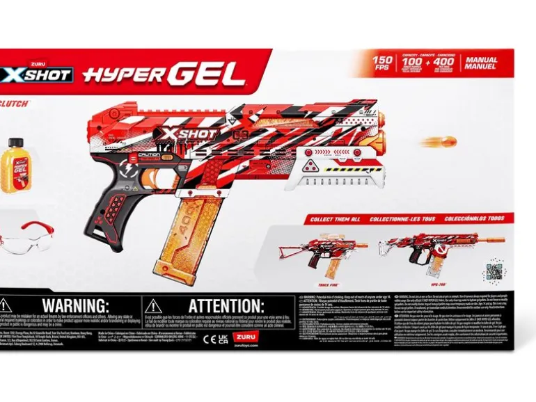X-Shot Hyper Gel Clutch Blaster mit Gel-Kugeln – EN71 Series 1