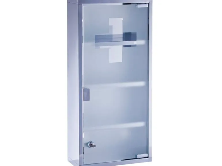 Zeller Present Erste Hilfe Schrank 27 x 12 x 57 cm, Silber
