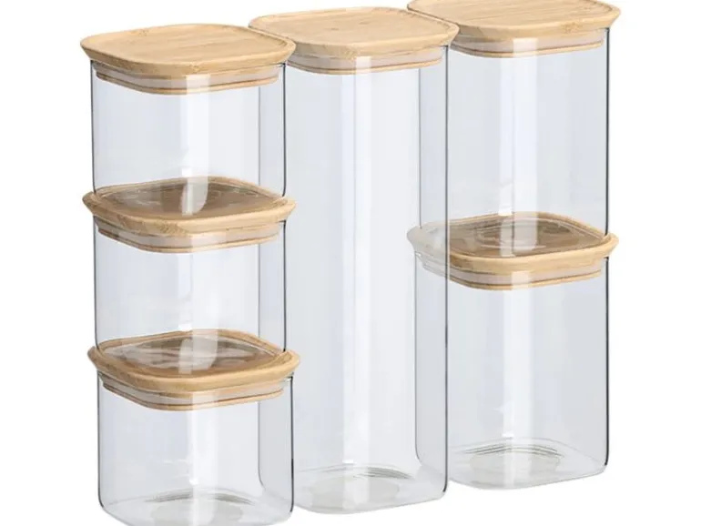 Zeller Present Vorratsdose Set Bambusdeckel 6-teilig