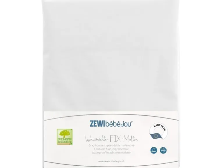 ZEWI bébé-jou Wasserdichter Fix-Molton 90 x 200 cm, Weiss